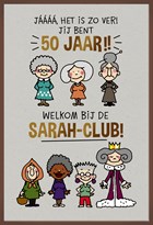 verjaardag kaart 50 sarah chocolade